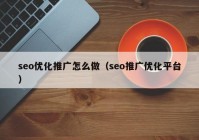 seo优化推广怎么做（seo推广优化平台）