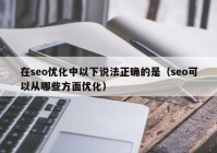 在seo优化中以下说法正确的是（seo可以从哪些方面优化）