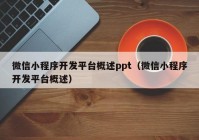 微信小程序开发平台概述ppt（微信小程序开发平台概述）