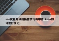 seo优化升级的操作技巧有哪些（seo如何进行优化）